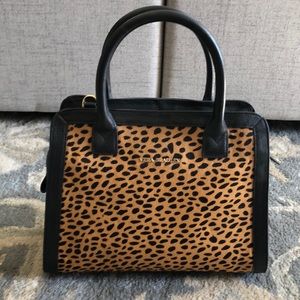 Vera Bradley black and cheetah hair leather tote